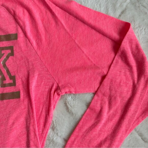Victoria's Secret PINK | Pink & Silver Logo Long Sleeve Top | Size Extra Small - Picture 5 of 9